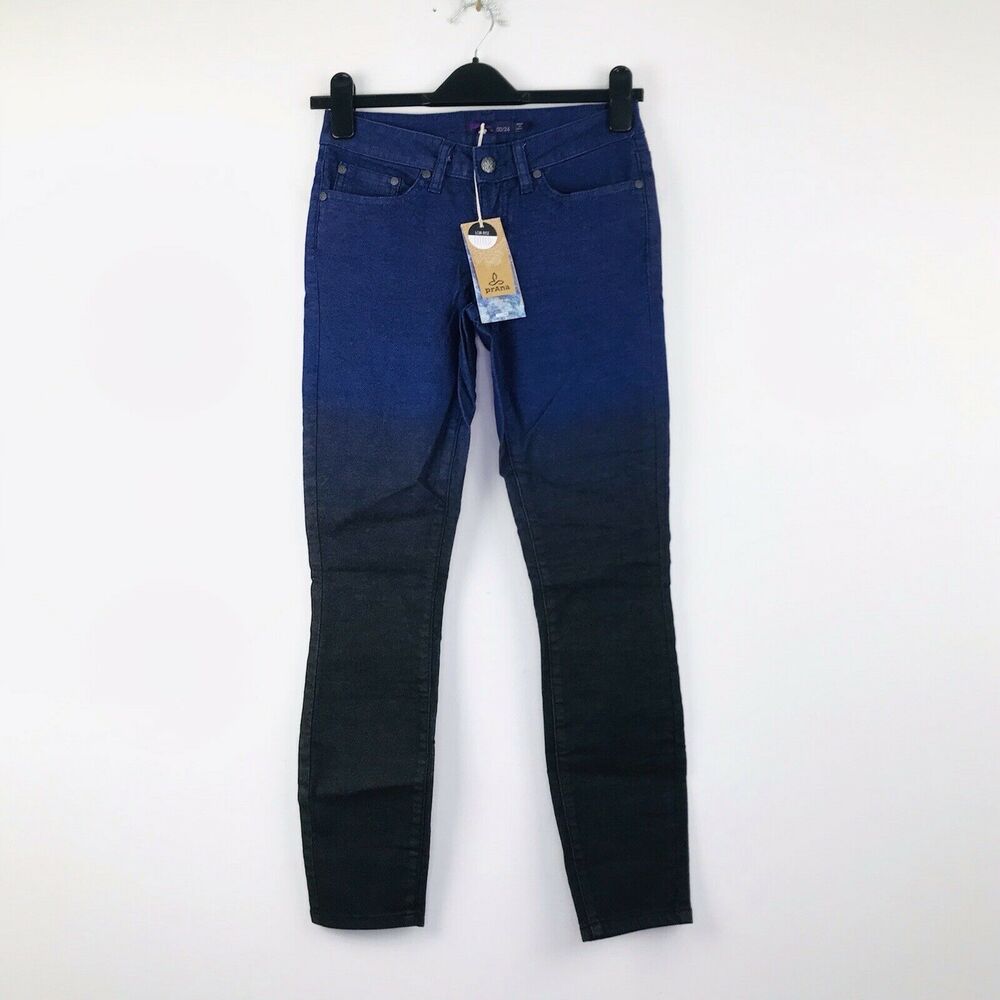 Prana 00/24 Jett Pant Indigo Black Blue Purple Ombre Organic Cotton Blend NWT P8